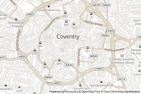 Map of Coventry service area