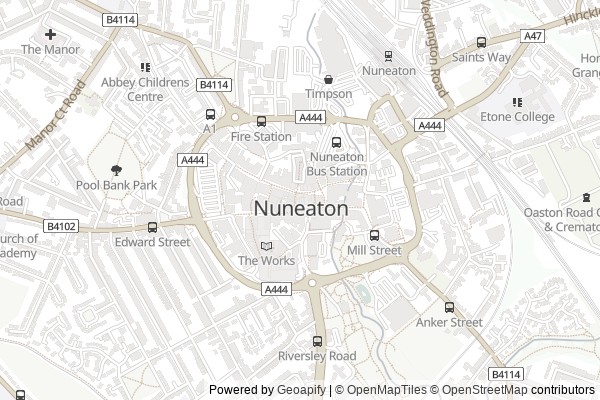 Map of Nuneaton service area