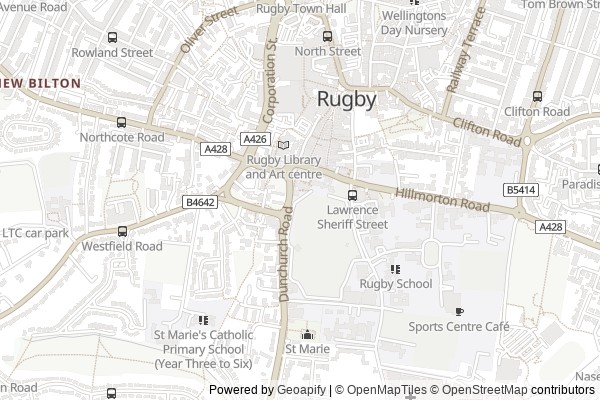 Map of Rugby service area